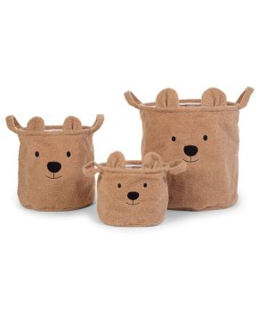 CHILDHOME DAIKTŲ IR ŽAISLŲ LAIKYMO 3 VNT. KREPŠIŲ RINKINYS TEDDY, BEIGE