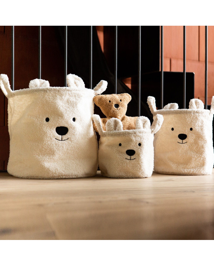 CHILDHOME DAIKTŲ IR ŽAISLŲ LAIKYMO 3 VNT. KREPŠIŲ RINKINYS TEDDY, WHITE - Image 2
