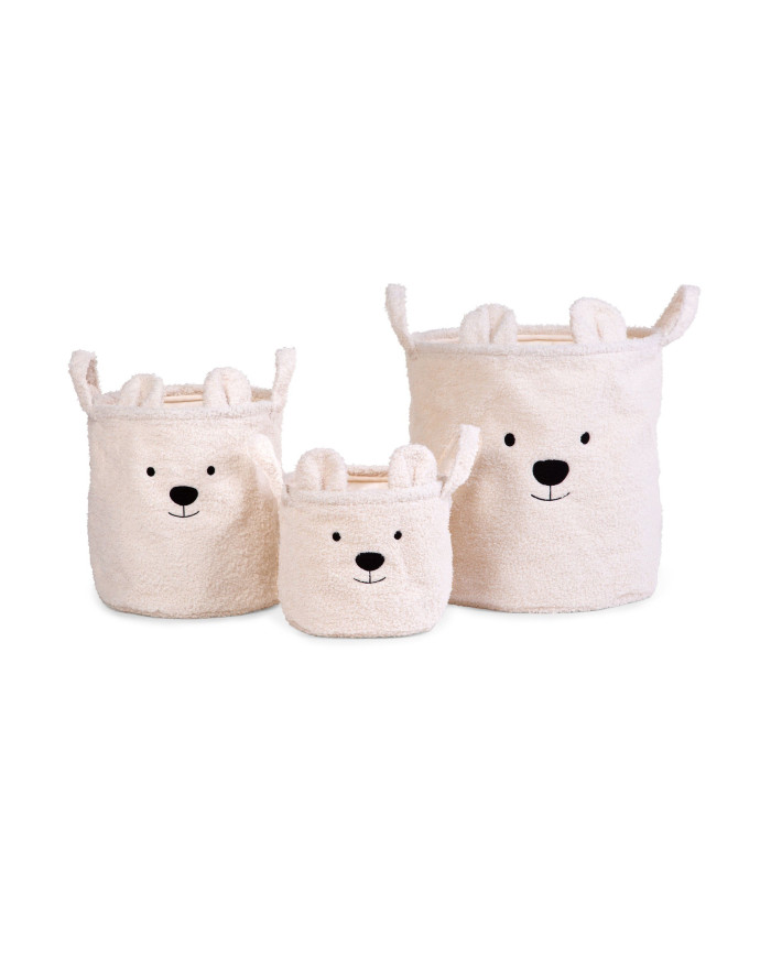 CHILDHOME DAIKTŲ IR ŽAISLŲ LAIKYMO 3 VNT. KREPŠIŲ RINKINYS TEDDY, WHITE
