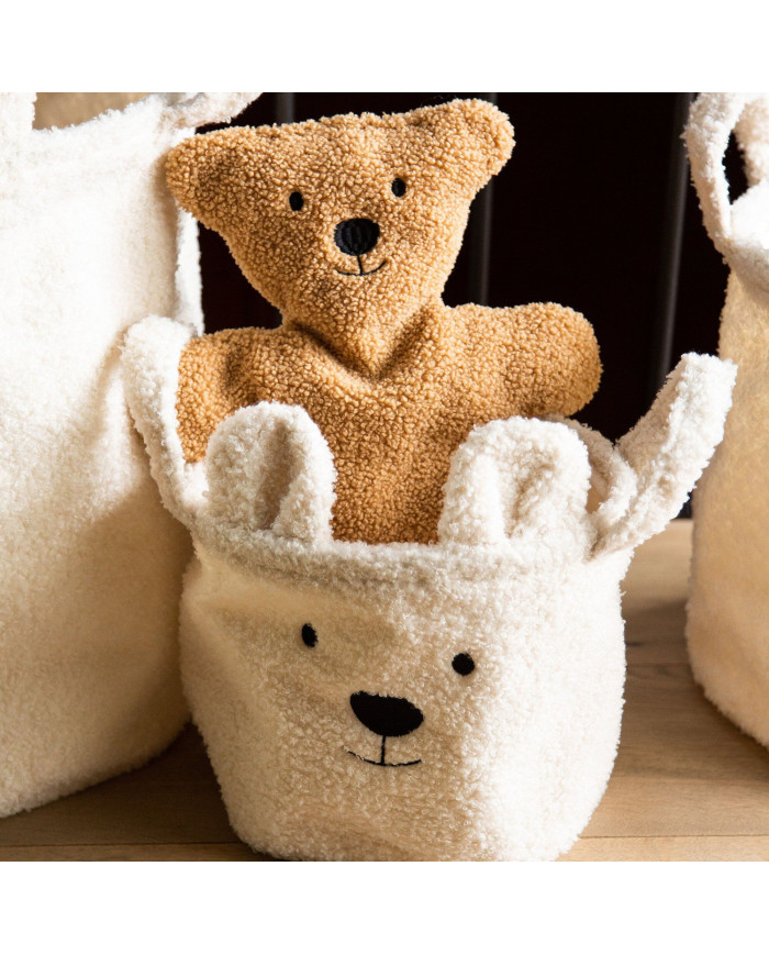CHILDHOME DAIKTŲ IR ŽAISLŲ LAIKYMO KREPŠYS 25X20X20 CM, TEDDY OFF WHITE - Image 2