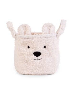 CHILDHOME DAIKTŲ IR ŽAISLŲ LAIKYMO KREPŠYS 25X20X20 CM, TEDDY OFF WHITE