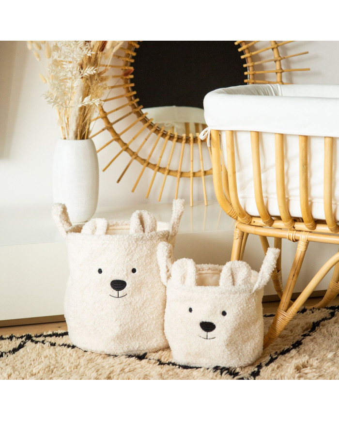 CHILDHOME DAIKTŲ IR ŽAISLŲ LAIKYMO KREPŠYS 40X40X40 CM, TEDDY OFF WHITE - Image 3