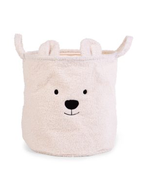 CHILDHOME DAIKTŲ IR ŽAISLŲ LAIKYMO KREPŠYS 40X40X40 CM, TEDDY OFF WHITE
