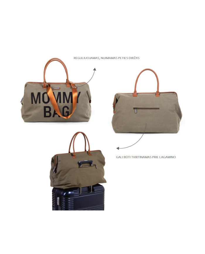 CHILDHOME DIDELIS MAMOS REIKMENŲ KREPŠYS MOMMY BAG, CANVAS - KHAKI - Image 6