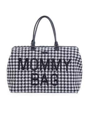 CHILDHOME DIDELIS MAMOS REIKMENŲ KREPŠYS MOMMY BAG, PIED DE POULE, BLACK