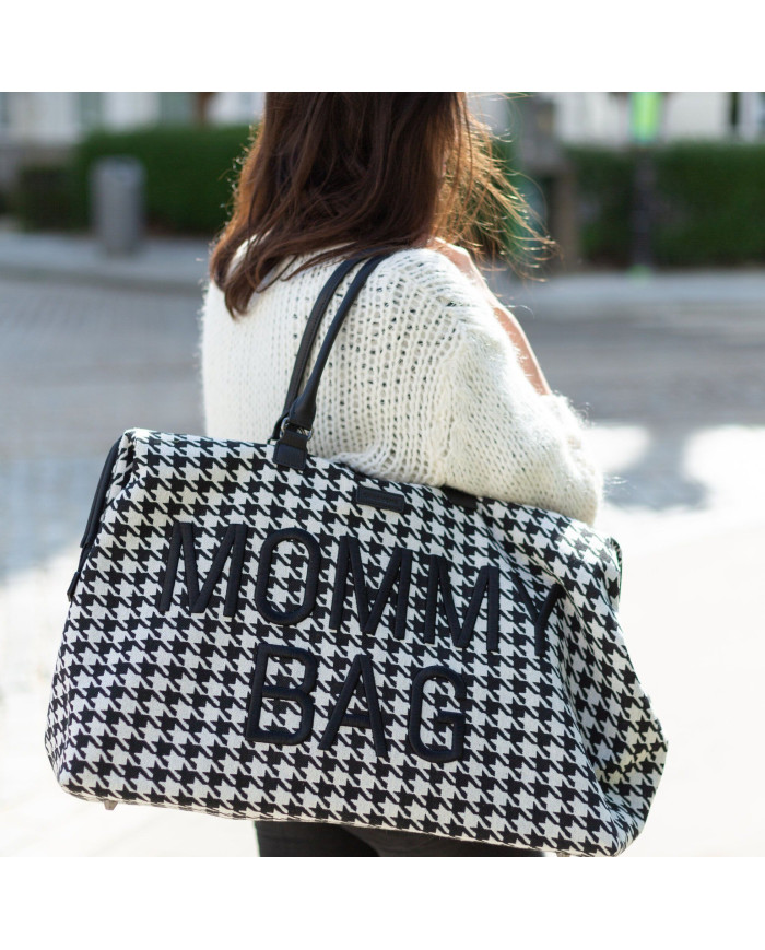 CHILDHOME DIDELIS MAMOS REIKMENŲ KREPŠYS MOMMY BAG, PIED DE POULE, BLACK - Image 6