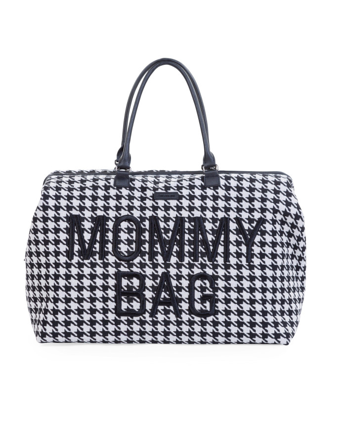 CHILDHOME DIDELIS MAMOS REIKMENŲ KREPŠYS MOMMY BAG, PIED DE POULE, BLACK