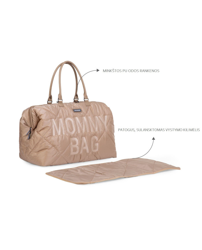 CHILDHOME DIDELIS MAMOS REIKMENŲ KREPŠYS MOMMY BAG, PUFFERED - BEIGE - Image 4