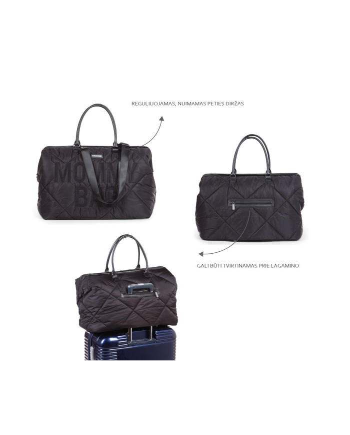 CHILDHOME DIDELIS MAMOS REIKMENŲ KREPŠYS MOMMY BAG, PUFFERED - BLACK - Image 5
