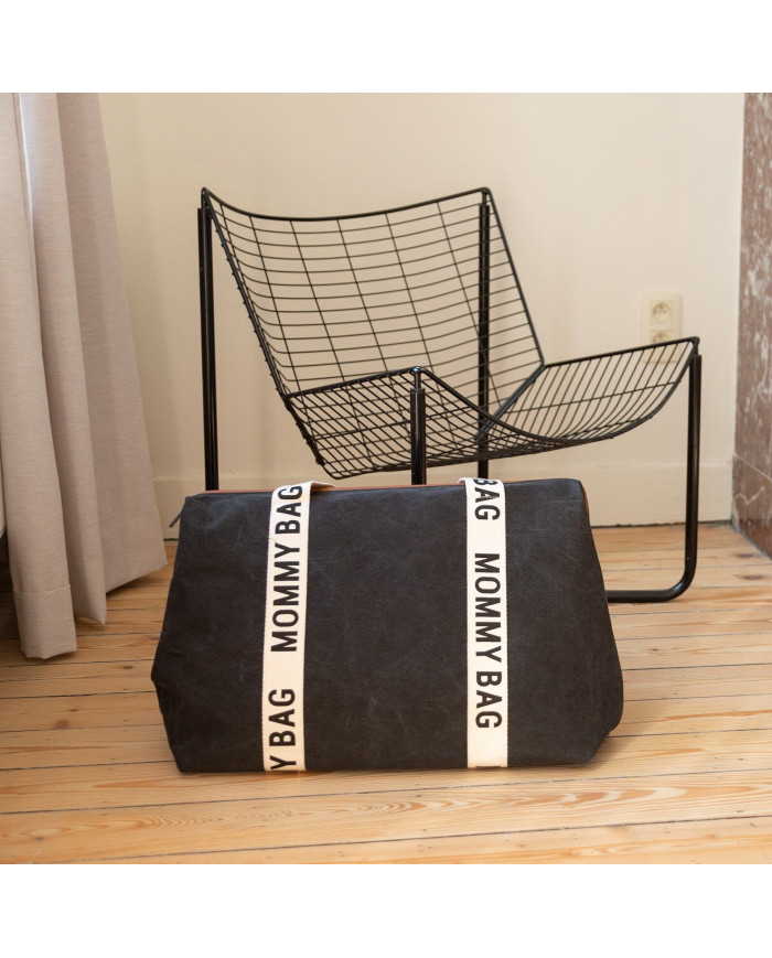 CHILDHOME DIDELIS MAMOS REIKMENŲ KREPŠYS MOMMY BAG SIGNATURE, CANVAS – BLACK - Image 2
