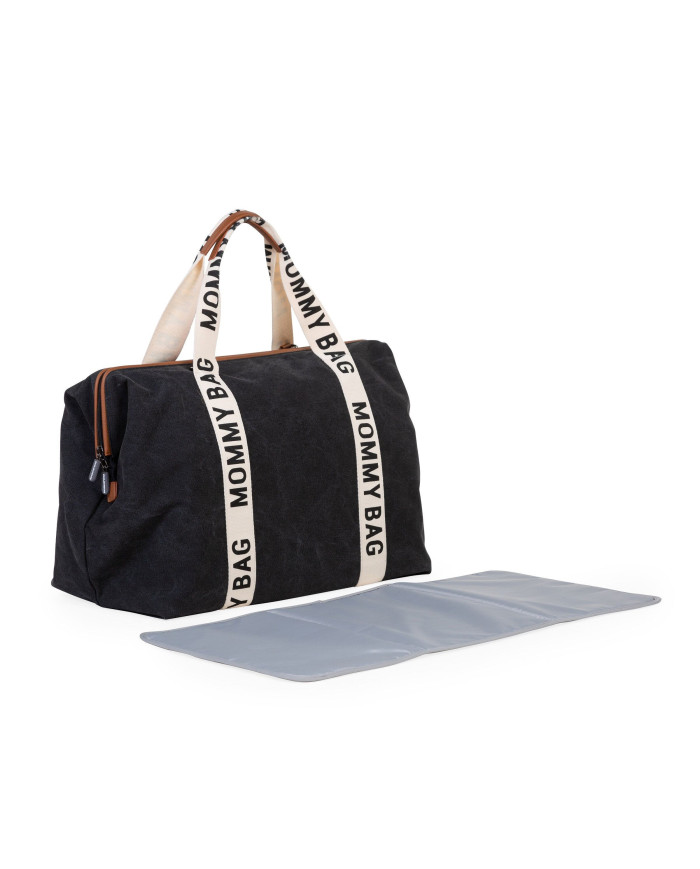 CHILDHOME DIDELIS MAMOS REIKMENŲ KREPŠYS MOMMY BAG SIGNATURE, CANVAS – BLACK - Image 3