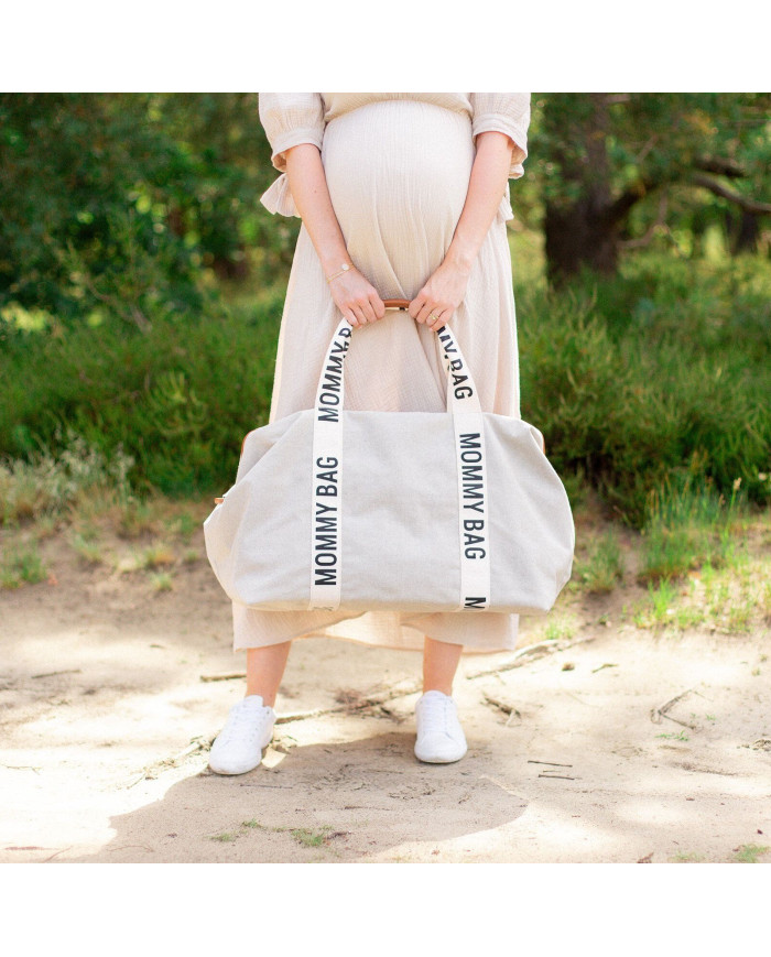 CHILDHOME DIDELIS MAMOS REIKMENŲ KREPŠYS MOMMY BAG SIGNATURE, CANVAS – OFF WHITE - Image 2