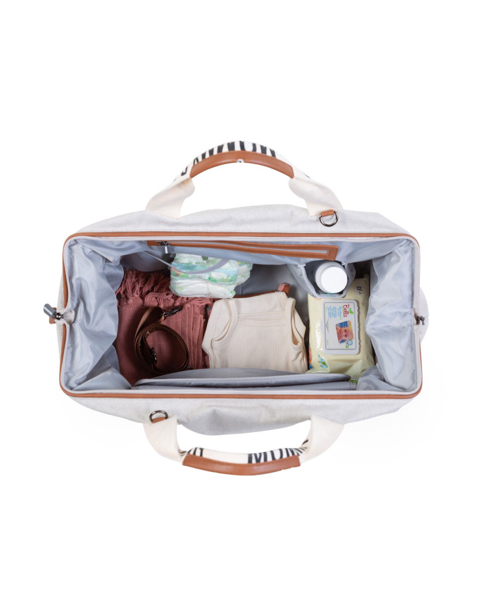 CHILDHOME DIDELIS MAMOS REIKMENŲ KREPŠYS MOMMY BAG SIGNATURE, CANVAS – OFF WHITE - Image 4