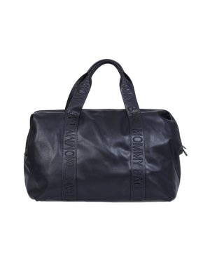 CHILDHOME DIDELIS MAMOS REIKMENŲ KREPŠYS MOMMY BAG, SIGNATURE - VEGAN LEATHER - BLACK