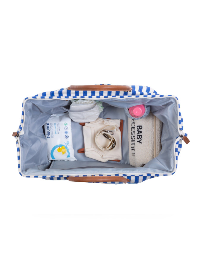 CHILDHOME DIDELIS MAMOS REIKMENŲ KREPŠYS MOMMY BAG, STRIPES - ELECTRIC BLUE/LIGHT BLUE - Image 3