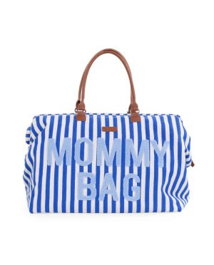 CHILDHOME DIDELIS MAMOS REIKMENŲ KREPŠYS MOMMY BAG, STRIPES - ELECTRIC BLUE/LIGHT BLUE