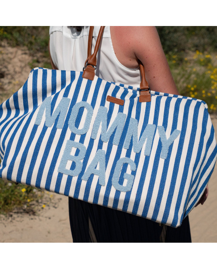 CHILDHOME DIDELIS MAMOS REIKMENŲ KREPŠYS MOMMY BAG, STRIPES - ELECTRIC BLUE/LIGHT BLUE - Image 7