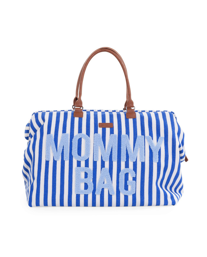 CHILDHOME DIDELIS MAMOS REIKMENŲ KREPŠYS MOMMY BAG, STRIPES - ELECTRIC BLUE/LIGHT BLUE