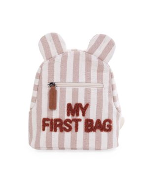 CHILDHOME VAIKIŠKA KUPRINĖ MY FIRST BAG, STRIPES NUDE/TERRACOTTA