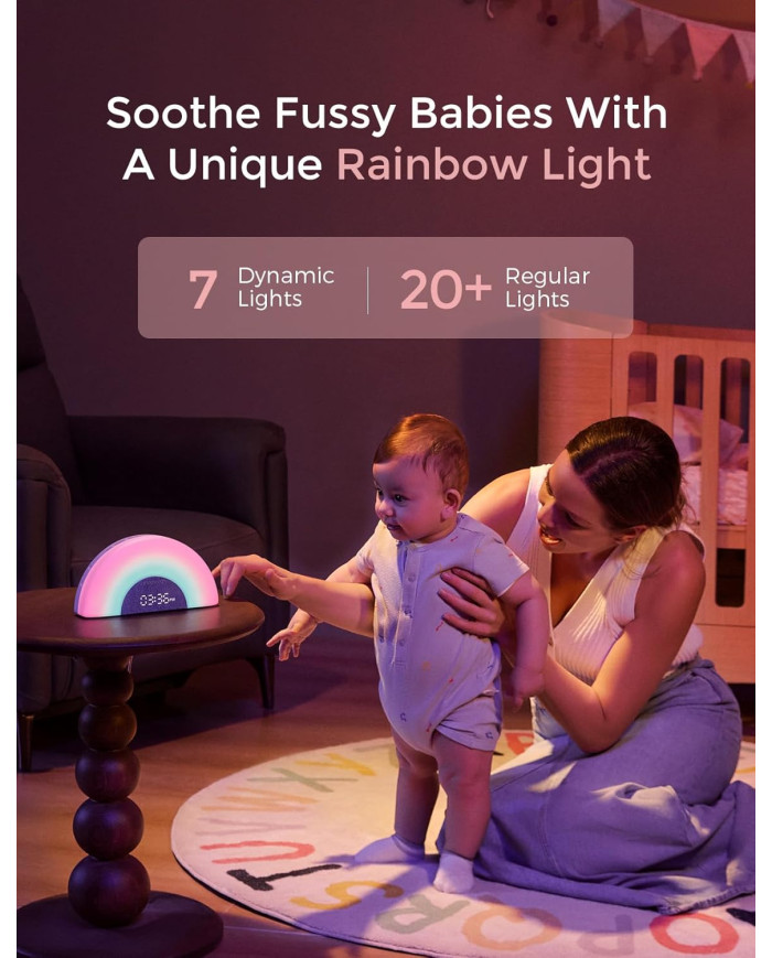MOMCOZY BALTOJO TRIUKŠMO APARATAS ŽADINTUVAS DREAMSYNC™ SU VAIVORYKŠTĖS ŠVIESA, GREY - Image 3