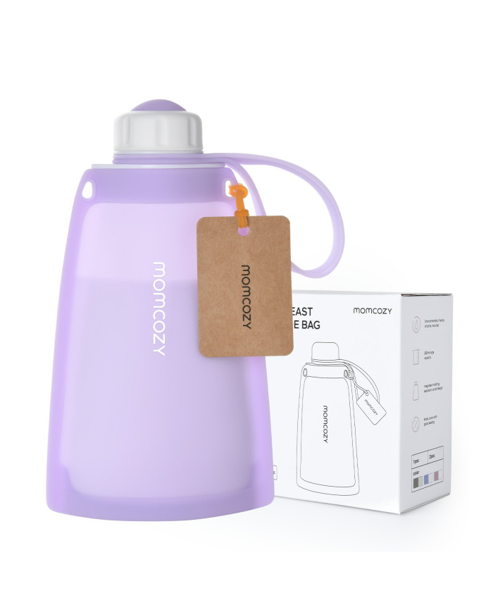 MOMCOZY DAUGKARTINIAI SILIKONINIAI PIENO IR MAISTO LAIKYMO MAIŠELIAI, 2 VNT. VIOLETINIS IR PILKAS - Image 7