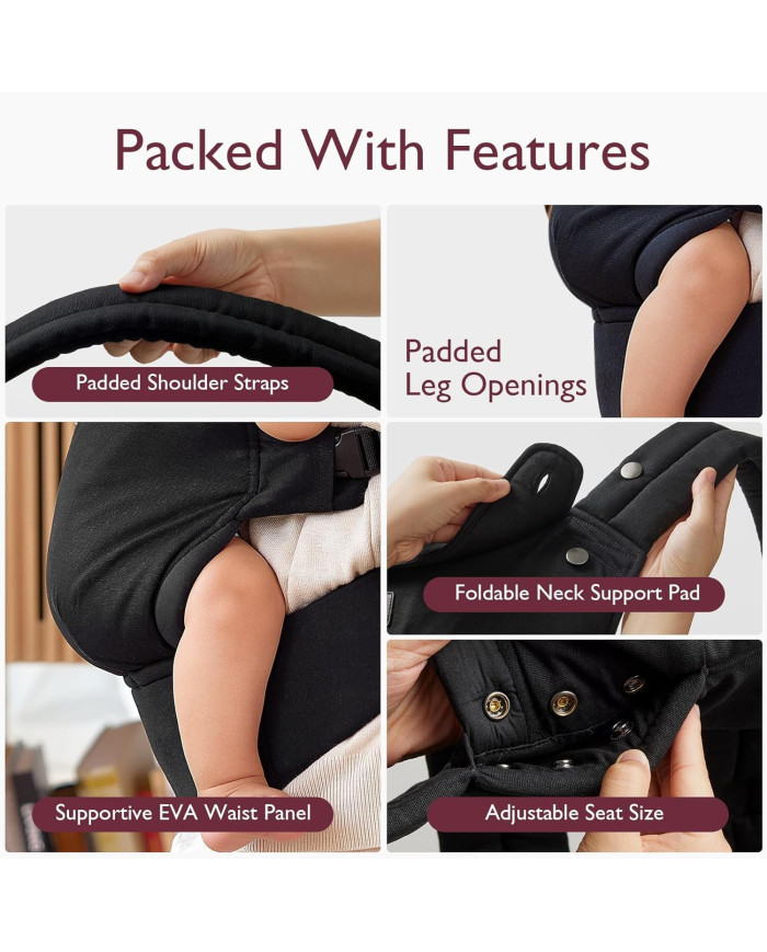 MOMCOZY ERGONOMINĖ KŪDIKIŲ NEŠIOKLĖ, JUODA - Image 6
