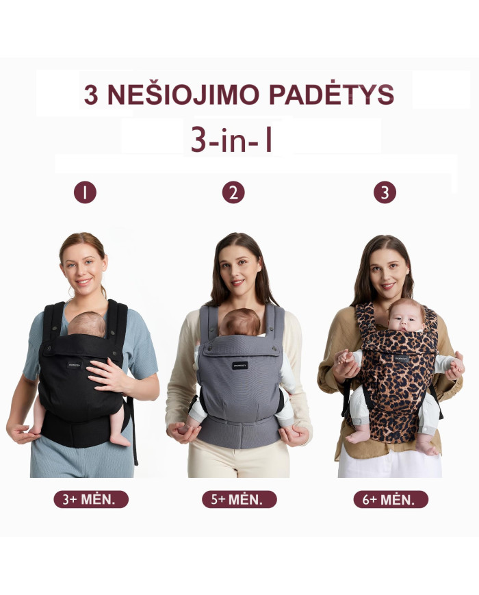 MOMCOZY ERGONOMINĖ KŪDIKIŲ NEŠIOKLĖ, JUODA - Image 8