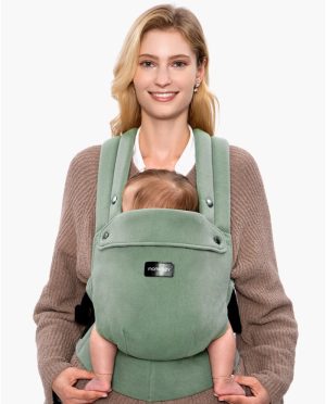 MOMCOZY ERGONOMINĖ KŪDIKIŲ NEŠIOKLĖ PUREHUG IŠ NATŪRALAUS LINO, SAGE GREEN