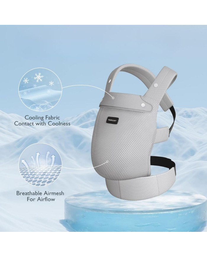 MOMCOZY ERGONOMINĖ KŪDIKIŲ NEŠIOKLĖ SU TINKLELIU, PILKA - Image 4