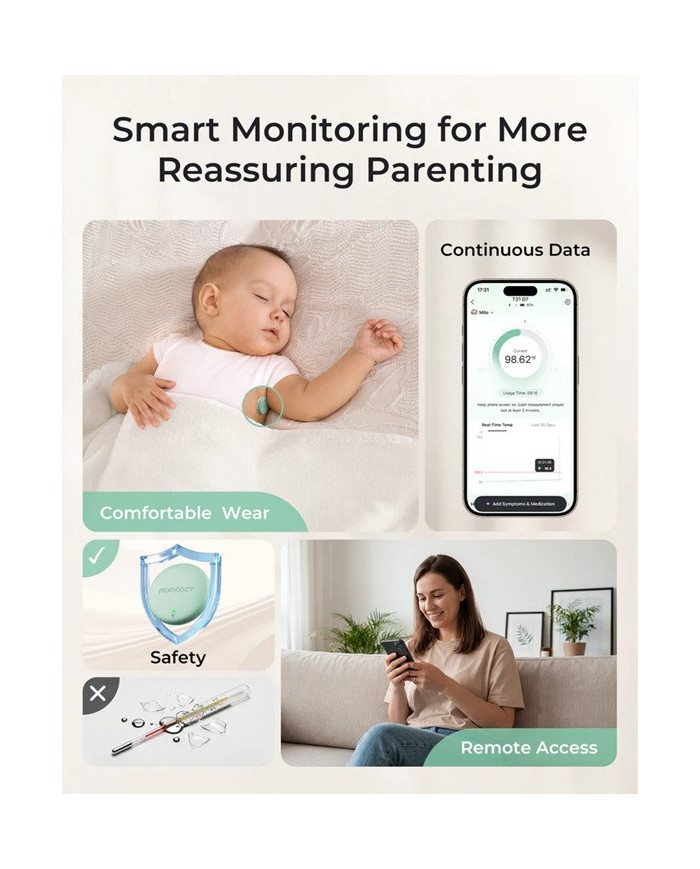 MOMCOZY IŠMANUSIS KŪDIKIŲ TERMOMETRAS – MEDICININIS TIKSLUMAS IR NUOLATINĖ TEMPERATŪROS KONTROLĖ PROGRAMĖLĖJE - Image 7