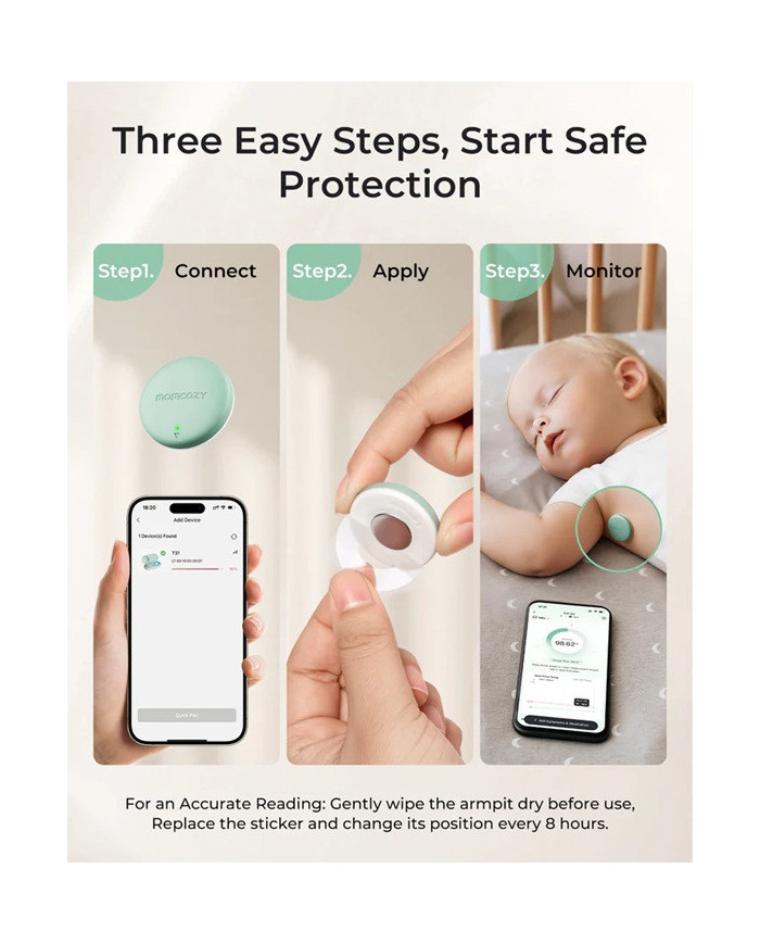 MOMCOZY IŠMANUSIS KŪDIKIŲ TERMOMETRAS – MEDICININIS TIKSLUMAS IR NUOLATINĖ TEMPERATŪROS KONTROLĖ PROGRAMĖLĖJE - Image 9