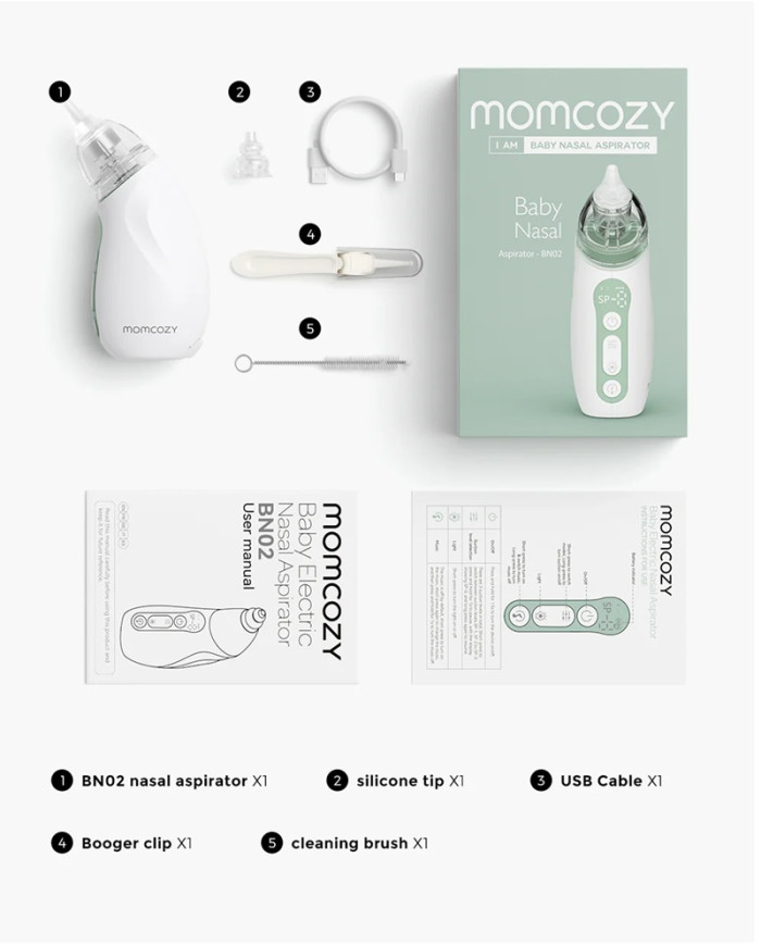 MOMCOZY KŪDIKIŲ NOSIES ASPIRATORIUS SU ILGAI LAIKANČIA BATERIJA - Image 3