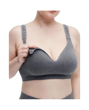 MOMCOZY MEDVILNINĖ MAITINIMO LIEMENĖLĖ DIDESNEI KRŪTINEI BUSTY, PILKA, XL