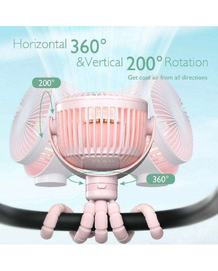 MOMCOZY NEŠIOJAMAS VEŽIMĖLIO VENTILIATORIUS, ROŽINIS - Image 6