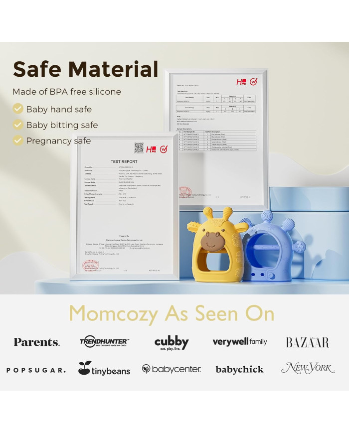 MOMCOZY SILIKONINIS KRAMTUKAS KŪDIKIAMS, GELTONAS - Image 6