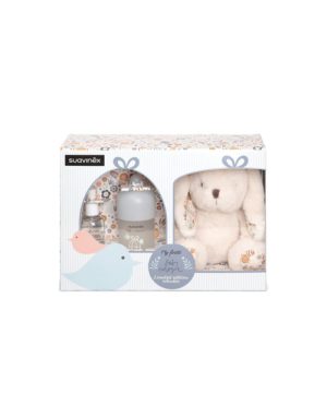 SUAVINEX BABY COLOGNE DOVANŲ RINKINYS: KVAPUSIS VANDUO KŪDIKIAMS 100 ML IR 50 ML, PLIUŠINIS ZUIKUTIS