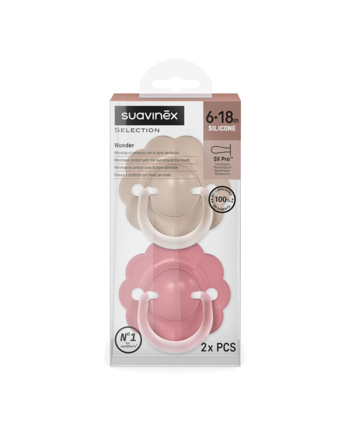 SUAVINEX FIZIOLOGINIS ČIULPTUKAS SX PRO WONDER, 6-18 MĖN., DEEP BEIGE/MEDIUM PINK, 2 VNT. - Image 2