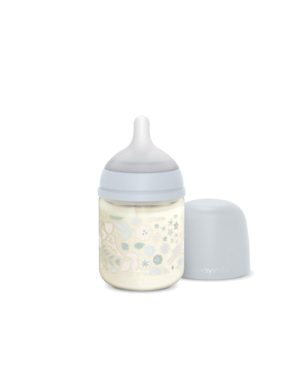 SUAVINEX STIKLINIS ANTI-COLIC BUTELIUKAS SX PRO SU LĖTOS SROVĖS FIZIOLOGINIU ŽINDUKU, 120 ML, NUO 0 MĖN., WONDERLAND BLUE