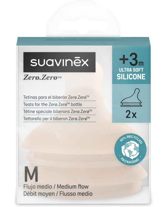 SUAVINEX VIDUTINĖS SROVĖS ŽINDUKAI ZERO ZERO ANTI-COLIC BUTELIUKAMS, NUO +3 MĖN., 2 VNT., LIGHT - Image 2