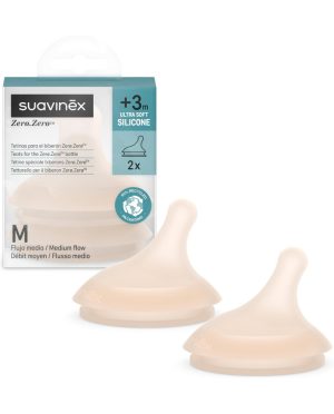 SUAVINEX VIDUTINĖS SROVĖS ŽINDUKAI ZERO ZERO ANTI-COLIC BUTELIUKAMS, NUO +3 MĖN., 2 VNT., LIGHT