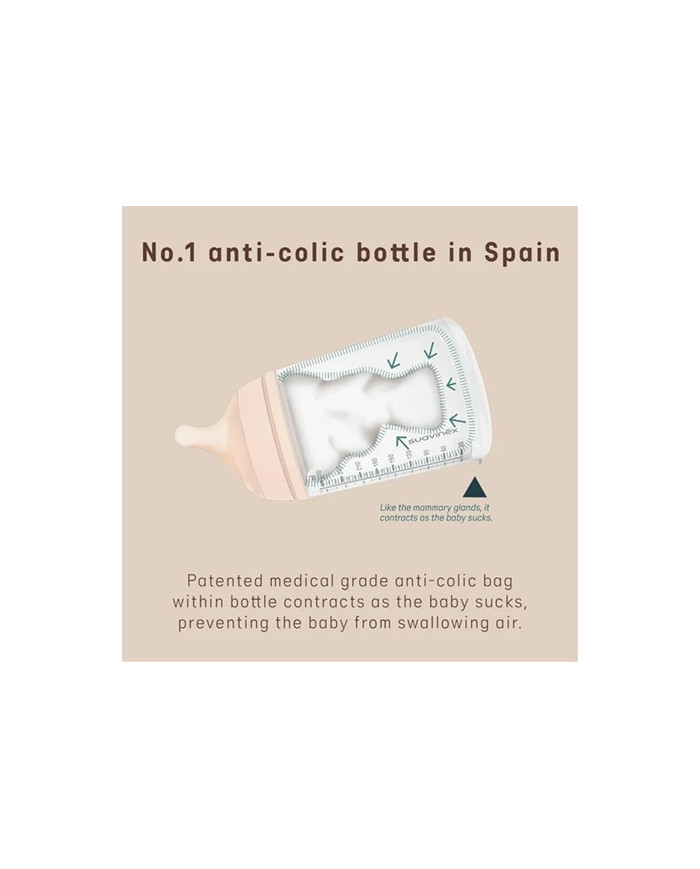 SUAVINEX ZERO ZERO ANTI-COLIC BUTELIUKAS SU LĖTOS SROVĖS ŽINDUKU, 180ML, NUO +0 MĖN., LIGHT - Image 5