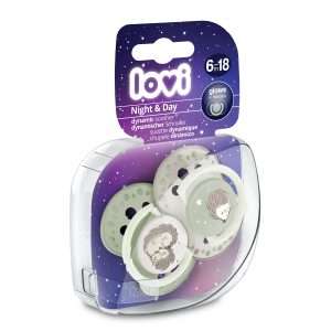 LOVI silikoniniai dinaminiai čiulptukai Night&Day Hedgehog, 6-18M, 2vnt., 22/930