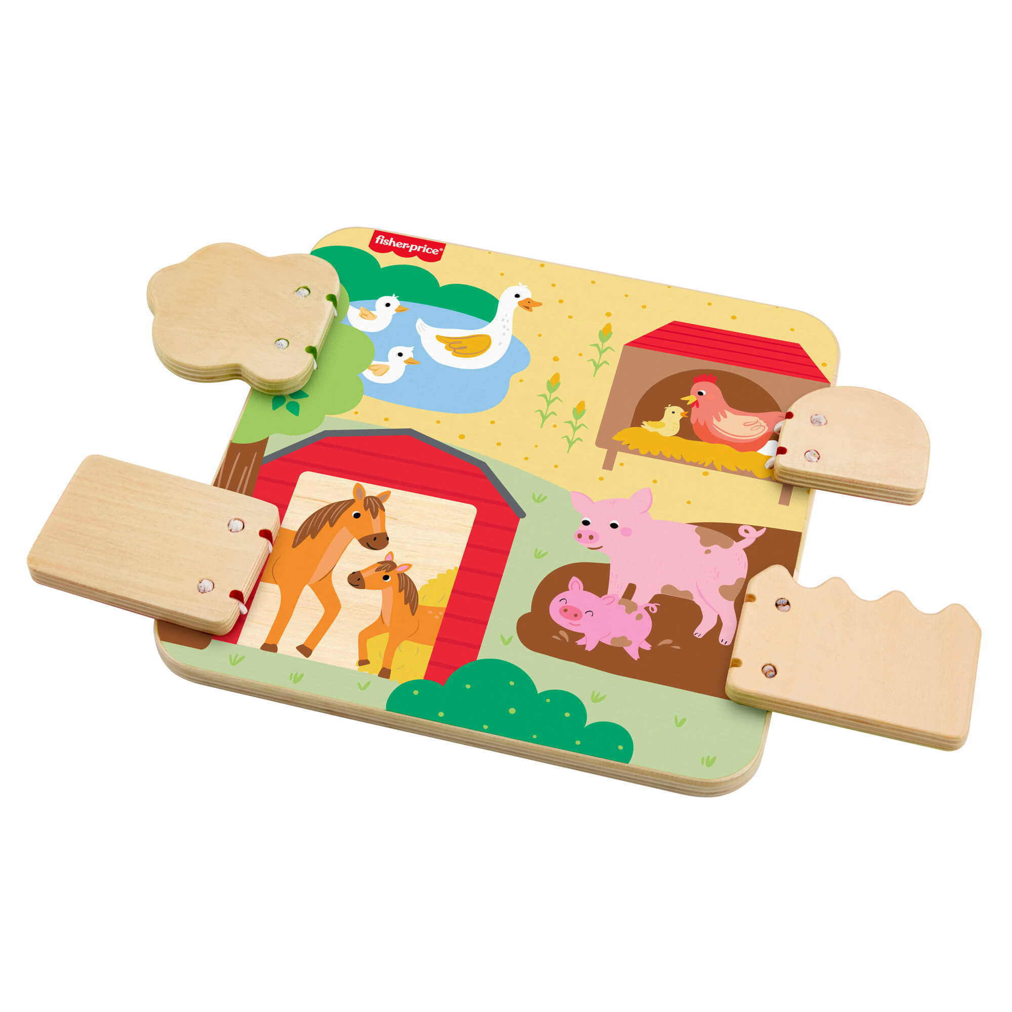 FISHER-PRICE edukacinė medinė lenta – Ūkio gyvūnai (JCY33) - Image 2