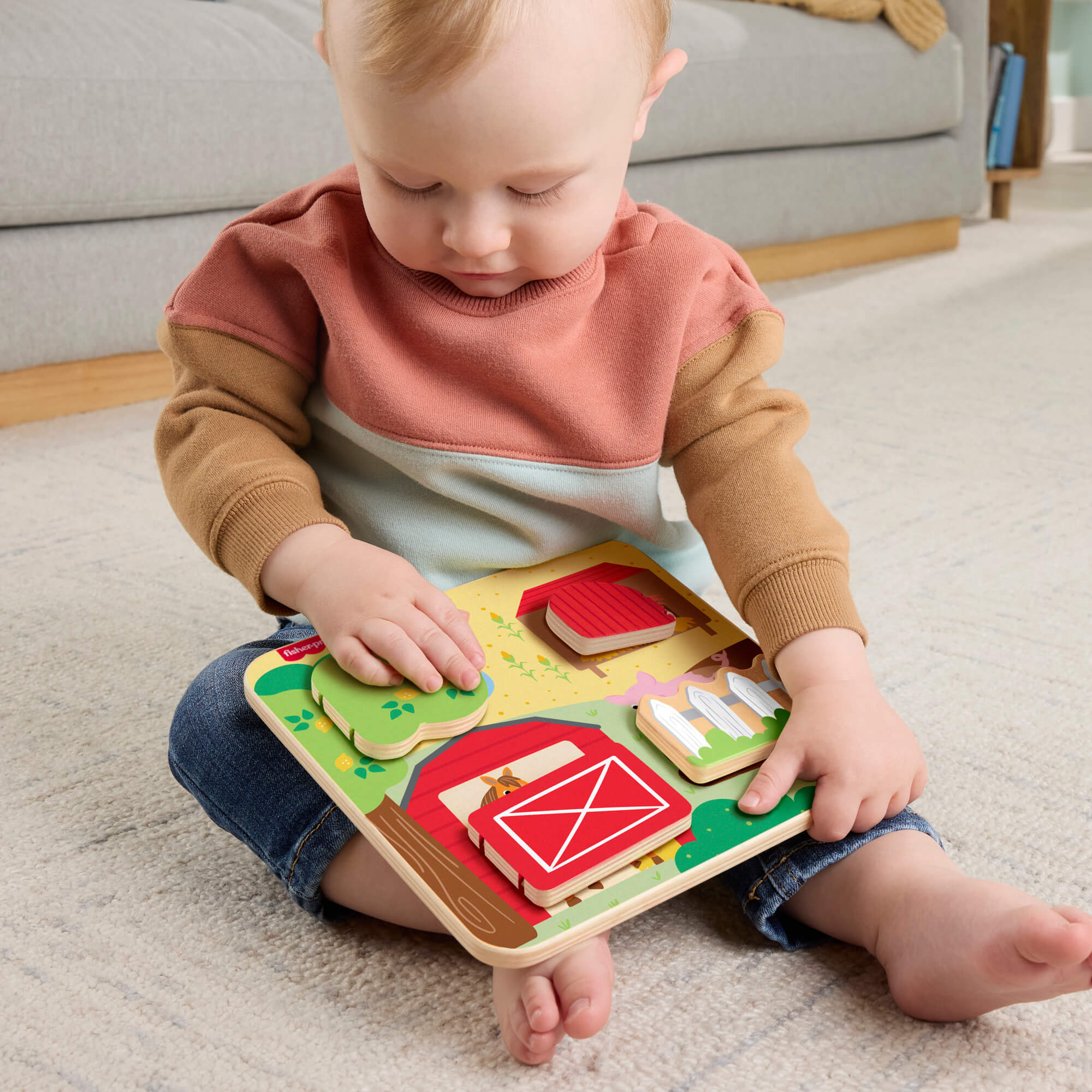 FISHER-PRICE edukacinė medinė lenta – Ūkio gyvūnai (JCY33) - Image 3