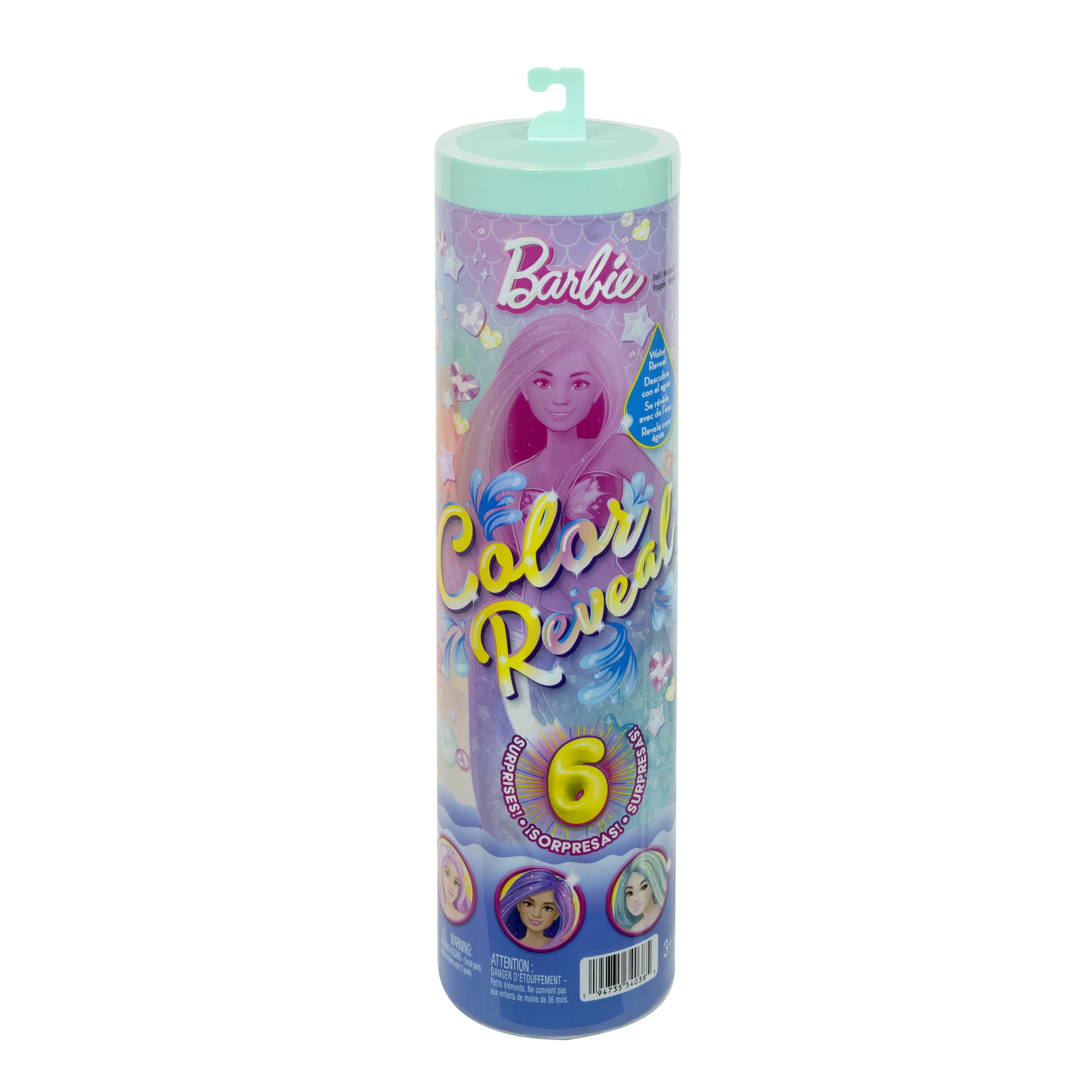 BARBIE COLOR REVEAL undinės siurprizų rinkinys, brangakmenių serija (JMW61)