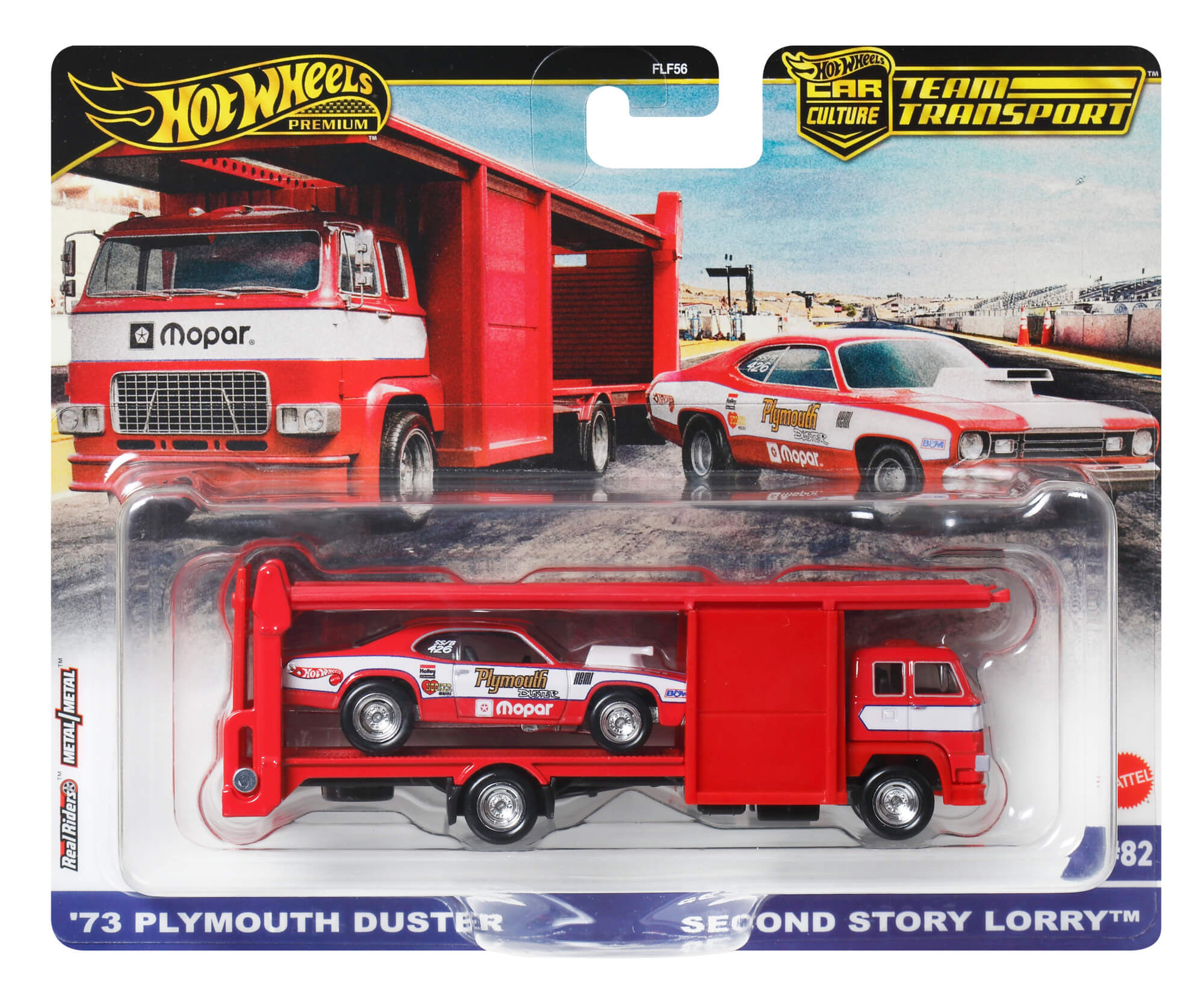 HOT WHEELS automodeliukų rinkinys – vilkikas ir lenktyninis automobilis (FLF56) - Image 3