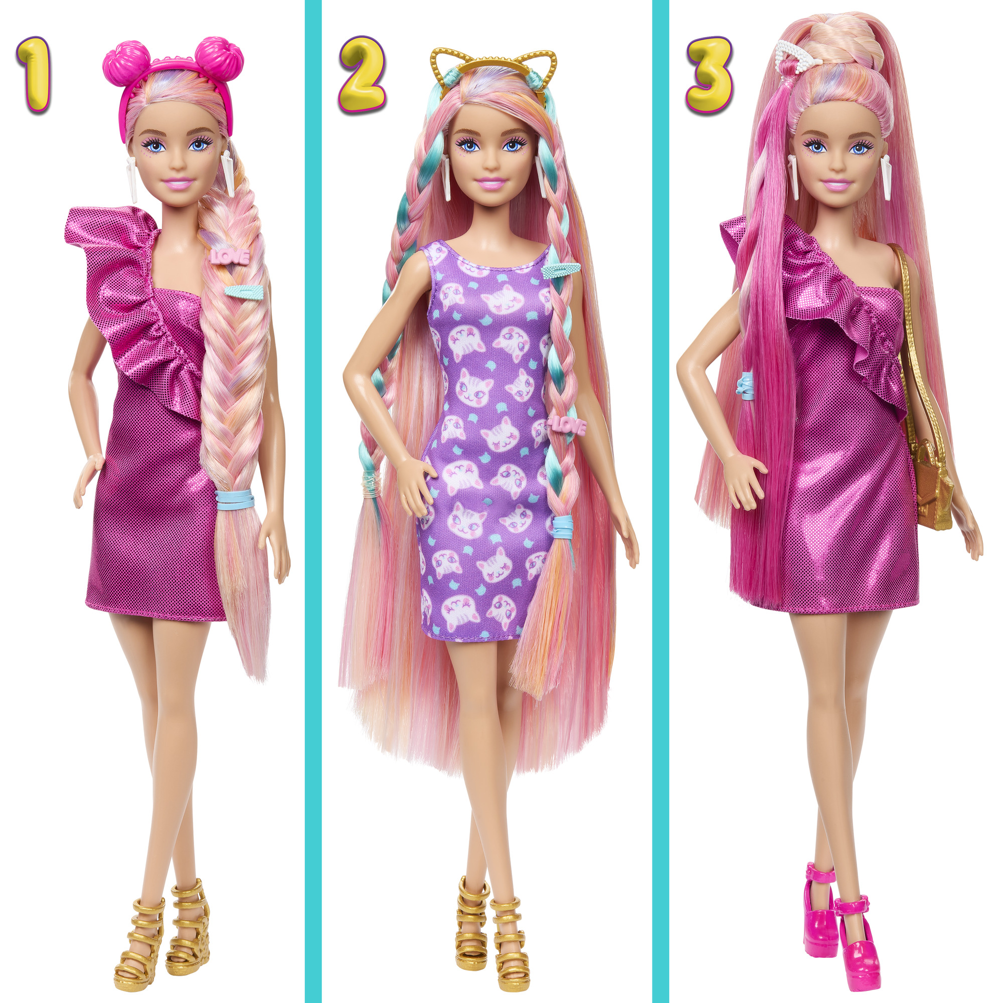 BARBIE FUN AND FANCY HAIR lėlės rinkinys (JDC85) - Image 3