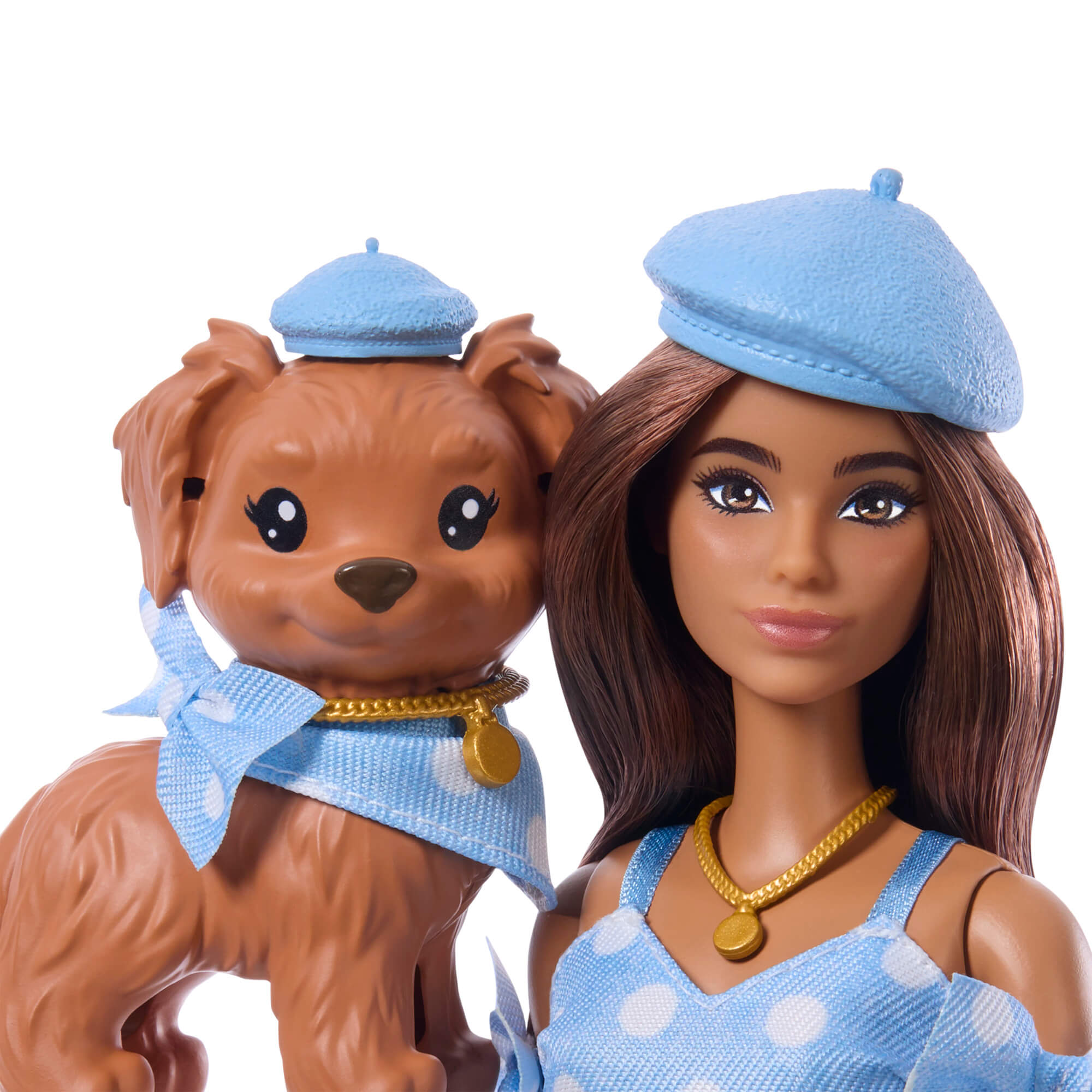 BARBIE TWINNING LOOKS tamsiaplaukės lėlės ir šunelio rinkinys (JFP38) - Image 5