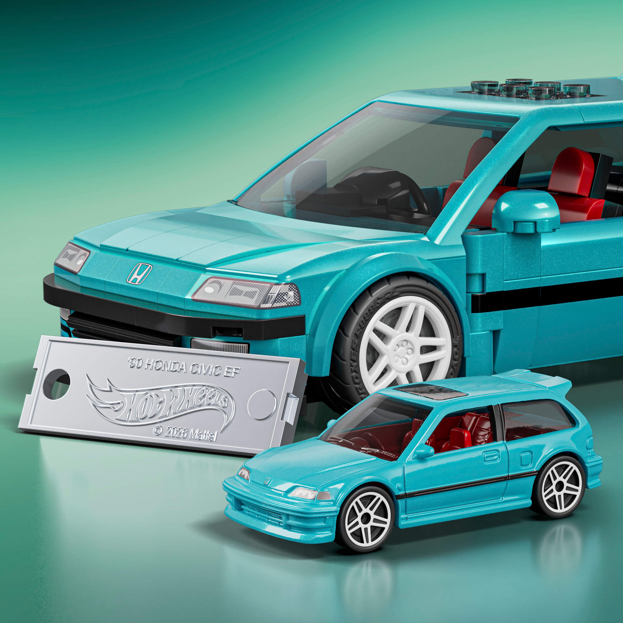 MATTEL BRICK SHOP HOT WHEELS Honda Custom 90 Civic EF konstruktorius (JHF62) - Image 6