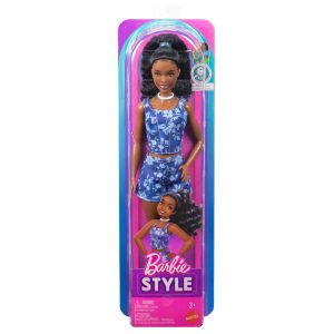 BARBIE FASHIONISTAS lėlė madistė mėlyna suknele (JJN61)